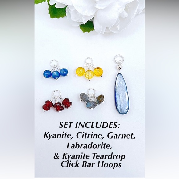 Starter Set Hoop Charms in Sterling Silver or Gold Filled Hoops & 5 Pairs Charms - Picture 2 of 9
